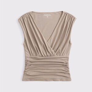 Abercrombie & Fitch Taupe Ruched Blouse